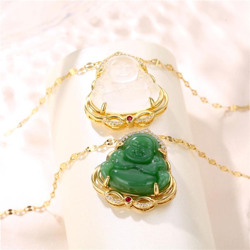 Unisex Hand-carved Maitreya Buddha Resin Pendant Necklace Charm Jewelry Fashion Amulet Magical Power Brings Blessing