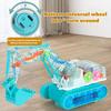 Clear Mechanical Gear Excavator Toy with Colorful LED Lights Music Movable Digging Arm Electric Construction Vehicle Toddlers Boys Educational