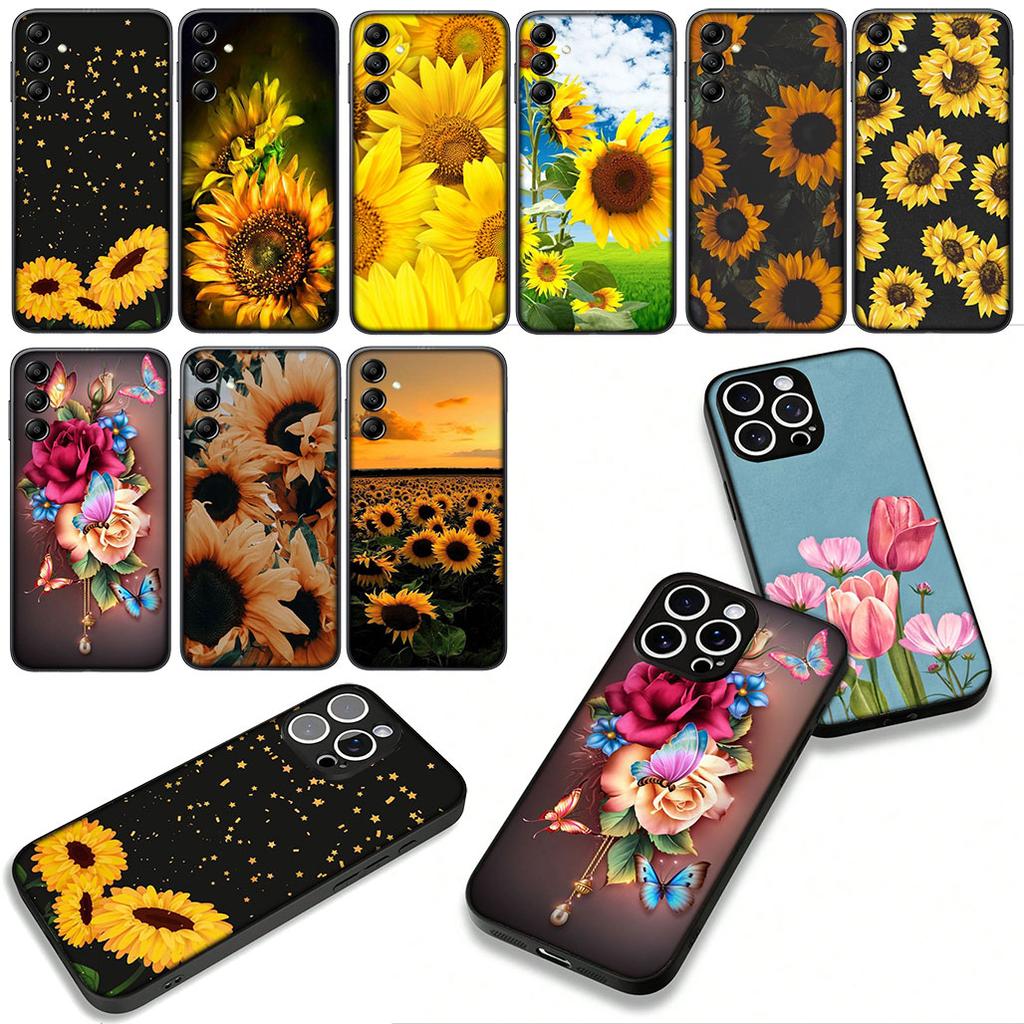 Cover Sunflower Flower Painted Yellow for Samsung Galaxy S25 S24 S22 S23 FE Ultra Plus A56 A05 A06 A15 A16 A55 S7 Edge Case