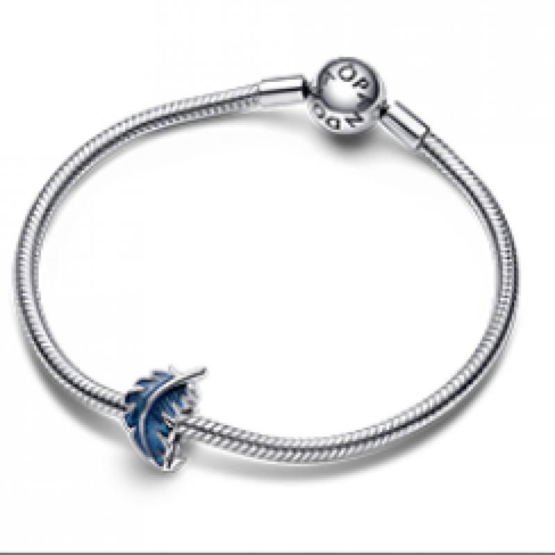 Pandora Blue Curved Feather Charm 792576c01