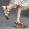 Johnature Retro Round Toe Breathable Mesh Sports Sandals Genuine Leather Lightweight Women's Shoes