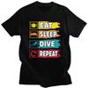 Мужская футболка на заказ Eat Sleep Dive Repeat, футболка с коротким рукавом, модная футболка с цитатой дайвера, 100% хлопок, идея подарка