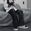 Lightning Skeleton Print Gothic Pants Men Loose Casual Wide Leg Trousers High Street Cool Sweatpants Couple Streetwear