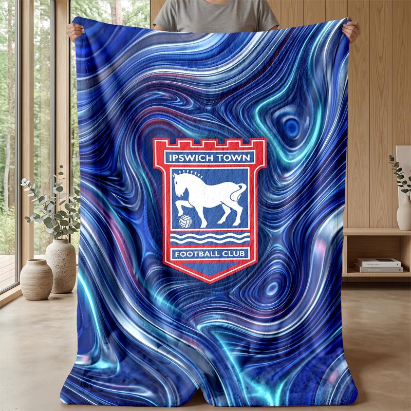 Ipswich Town Football Print Flannel Blanket, Soft Warm Lightweight Throw Blanket for Sofa Bed Camping
