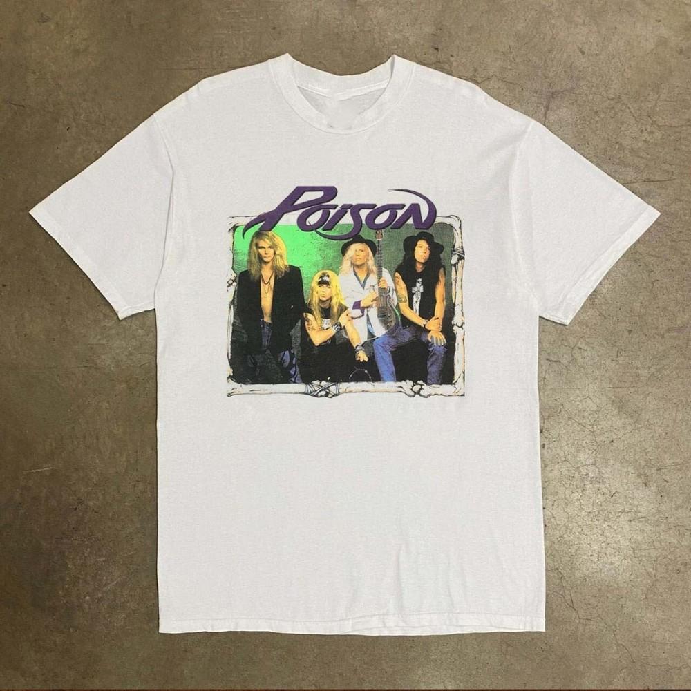 Концертный T-shirt Poison 1 сторона перепечатка белый цвет BL866 Унисекс