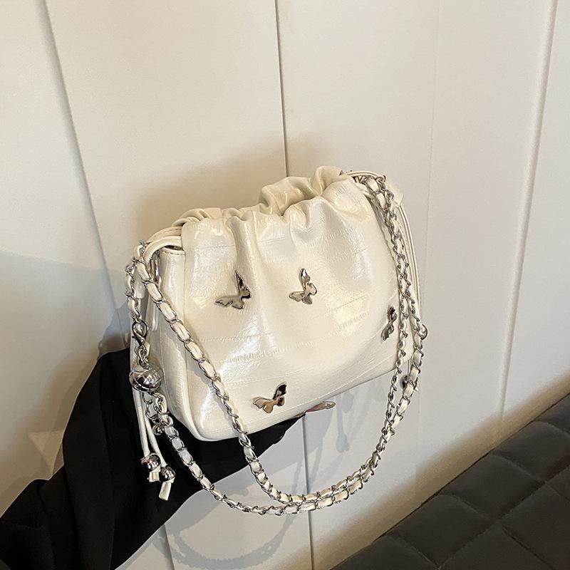 Летняя популярная маленькая сумка женская новая универсальная сумка-мессенджер на цепочке на одно плечо сумка-ведро с помповым ремнем