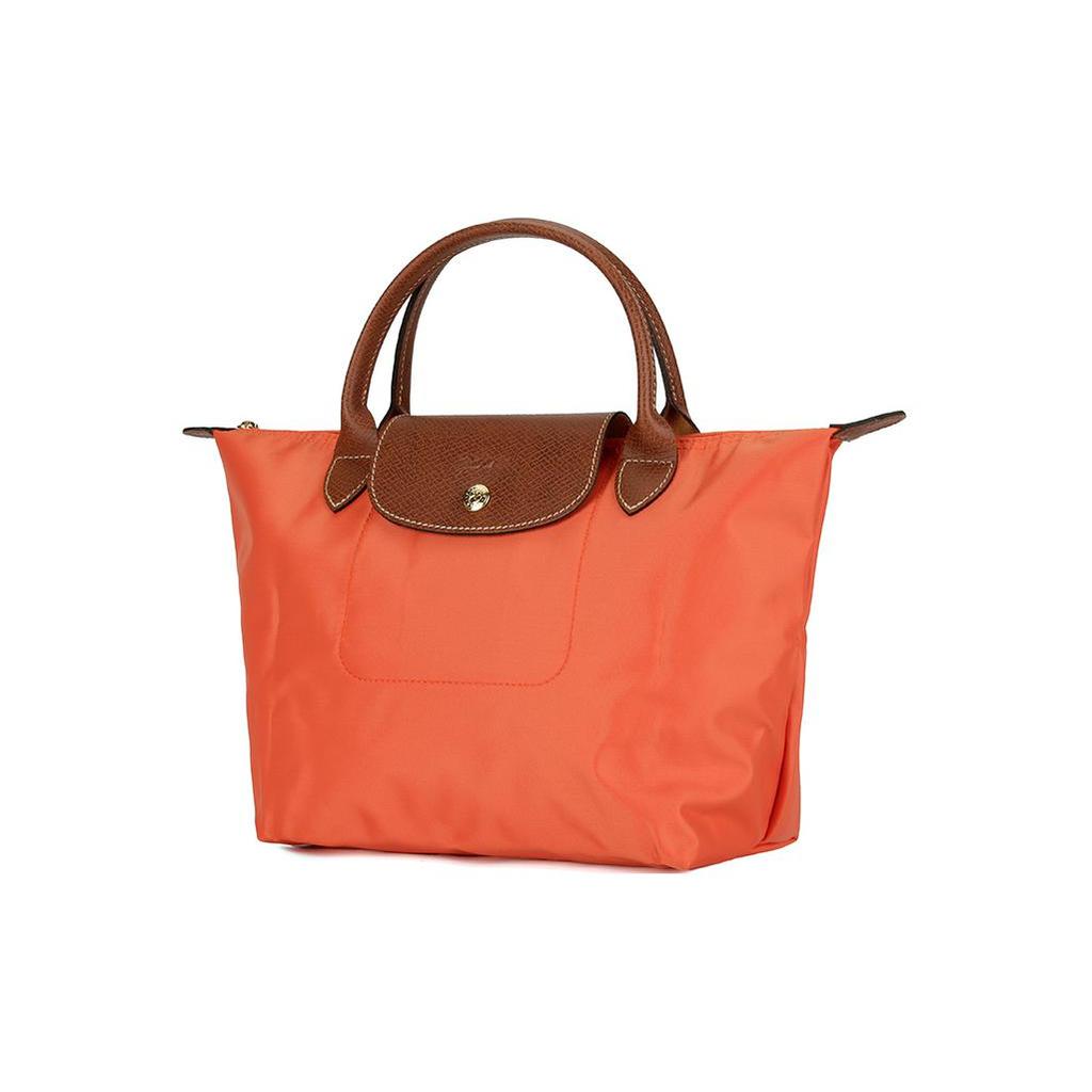 Longchamp Сумка-пельмень Le Pliage из полиамидной канвы с кожаными деталями, маленькая, женская, оранжевая