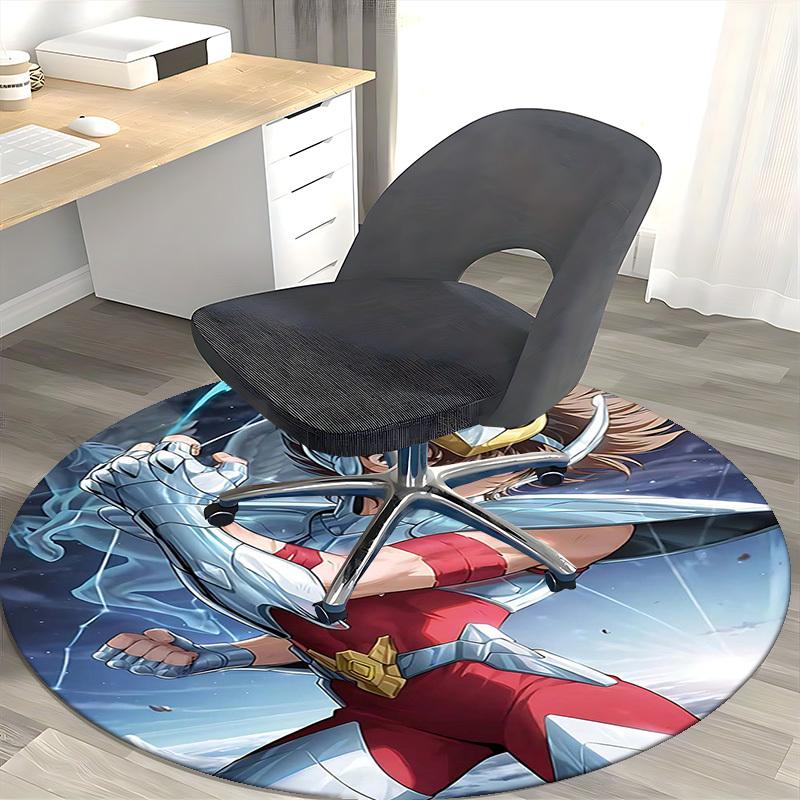 1pc Saint Seiya Athena Round Carpet - Anime Design Office Chair Mat