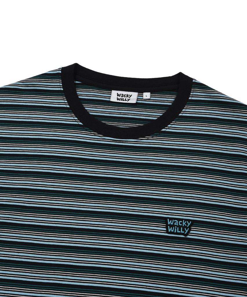 WACKY WILLY Multi-Stripe Short Sleeve T-Shirt Black
