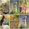 Rabbit Diy 5D Diamond Painting Full Round Drill Resin Cartoon Animal Diamond Embroidery Cross Stitch Home Decor Wall Art Gift
