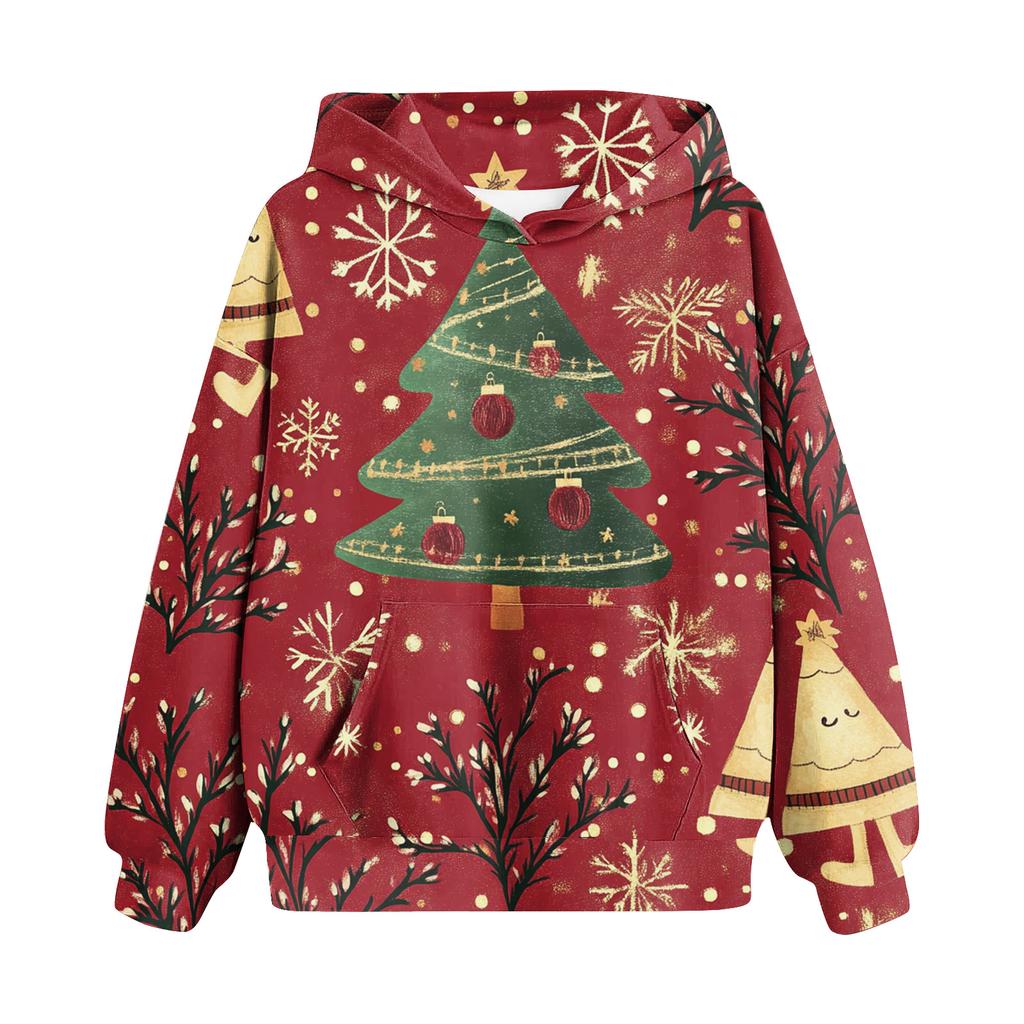 Sweatshirts For Teen Girls Hoodies Long Sleeve Drawstring Pullover Cute Oversized Hoodie Christmas Day