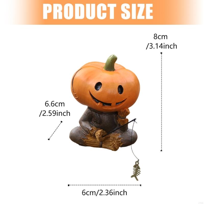 Festive Fall Decoration Pumpkin Scarecrow Figurine Handcrafted Resin Craft Gift For Halloween Fishing Statue J0MC
