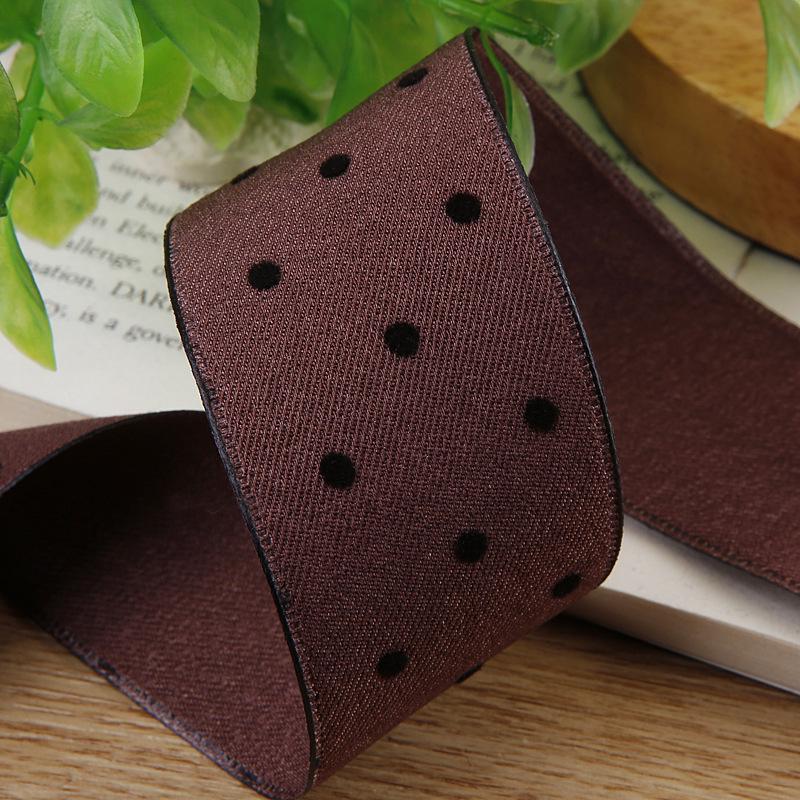 Korean Polka Dot Flocked Ribbon Bow for Children's Hair and Clothing Accessories