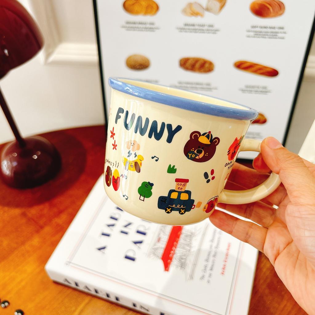 Cartoon Cute Bear Ceramic Cup Mug Breakfast Cup Gift Ceramic Home Birthday Full Moon Souvenir