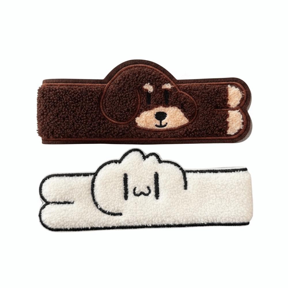 Plush Fabric Wide Hair Hoop Embroidered Detail Wide Band Animal Headband Daily Hair Styling