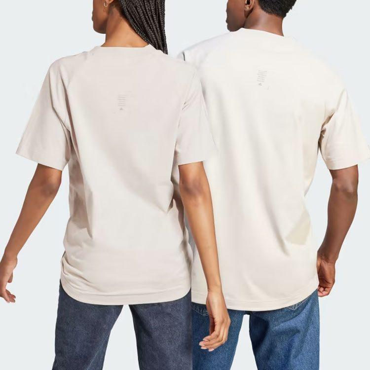 Adidas T Shirts Men's Beige Crew Neck Moderate Straight Fit IS7492