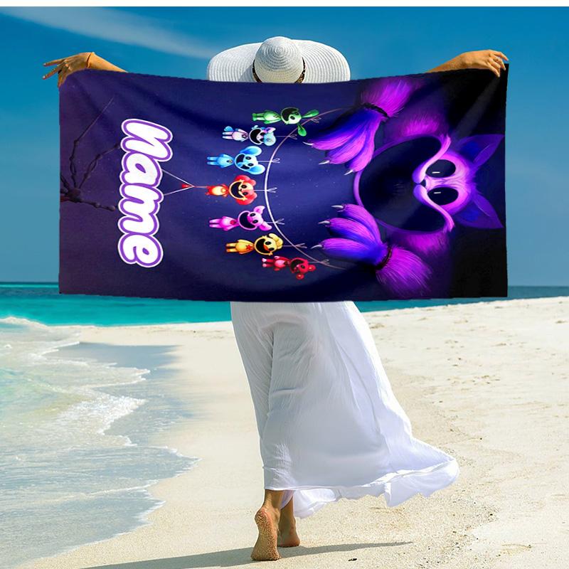 Personalized customized proof beach towel with Smiling Critters pattern - soft, absorbent,quick-drying,perfect swimming,camping&bathing