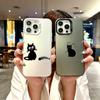 Цветной чехол для телефона для iPhone 17 16E 16 11 15 14 Pro MAX 12 13 MINI 7 8 Plus XR SE Серебристый IMD Чехол Защита Смешной Черный Кот