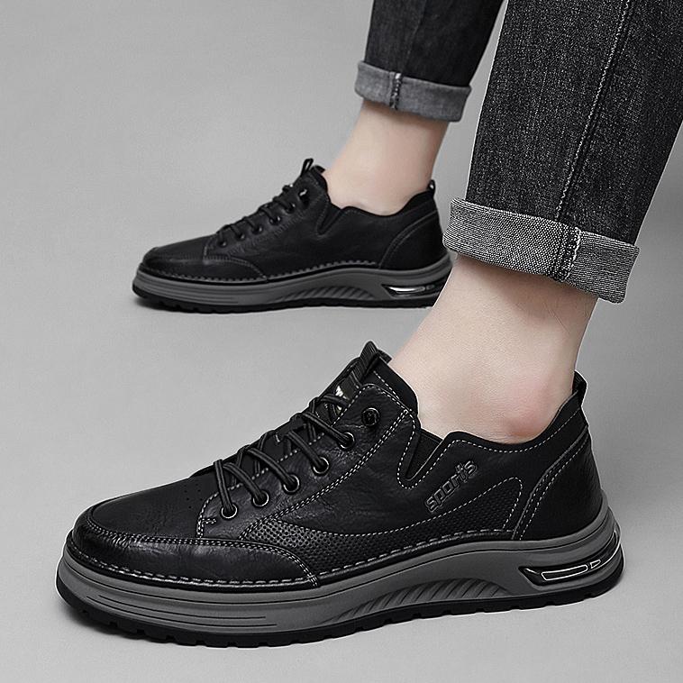 Fashion Designer Brand Men Genuine Leather Outdoor Oxford Shoe Antiskid Wear-Resistant Vulcanized Shoe Comfy Casual Lace-Up Running Shoe