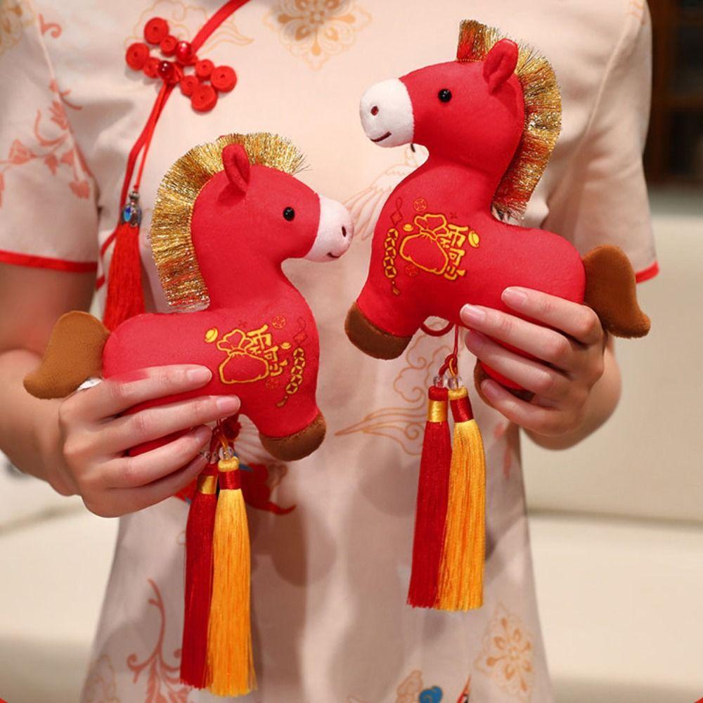 Creative Plush Horse Doll Pendant Mascot Doll Pony Key Ring New Year Horse Hanging New Year Decor