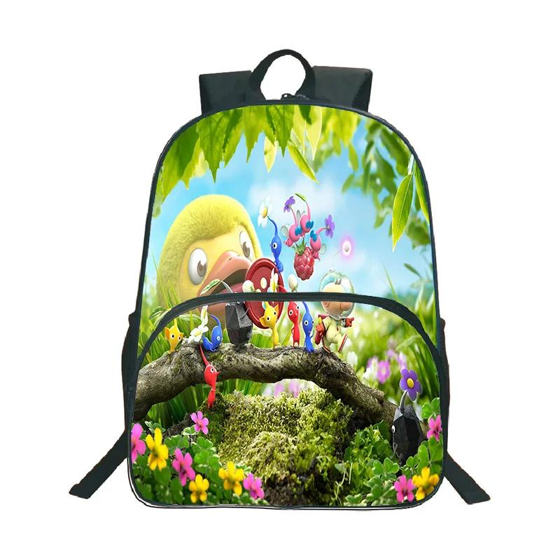 Рюкзак с 3D-принтом мультфильма Pikmin для мальчика и девочки, модный повседневный рюкзак, школьная сумка 16 дюймов, веселый водонепроницаемый рюкзак, рюкзаки на заказ DIY