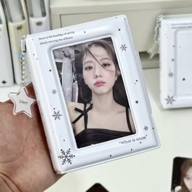Альбом для карточек 3 дюйма Хранение фотографий Дизайн «Белая снежинка» Держатель для карточек Органайзер для карточек Веерный футляр для карточек Держатель для карточек знаменитостей