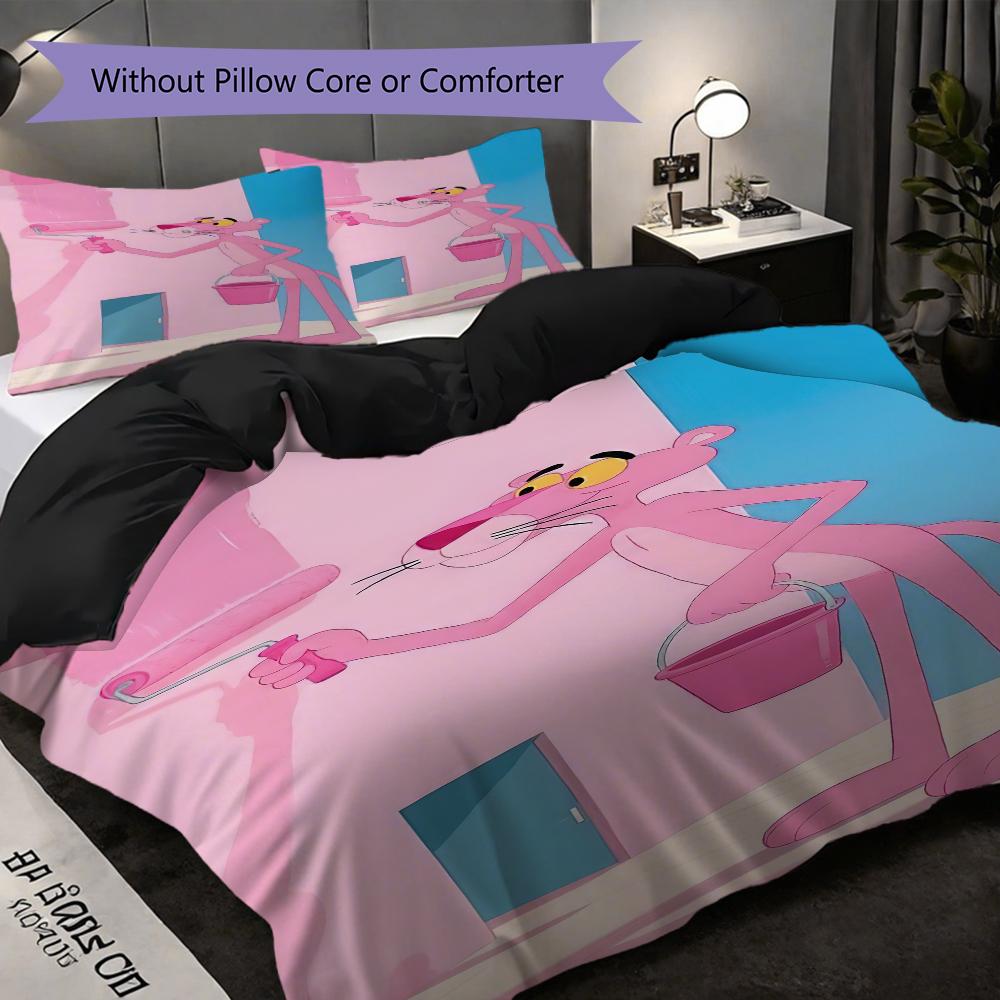 Vintage Pink Panther Most Poster Threepiece Set Without Core 1 Duvet Cover 2 Pillowcase Without Core Soft And Comfortable