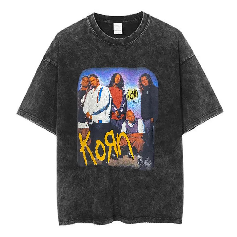Korn Follow The Leader Got The Life Washed T Shirts Men Women Classic Metal Gothic Rock Band Tshirts Vintage Oversized Tshirt