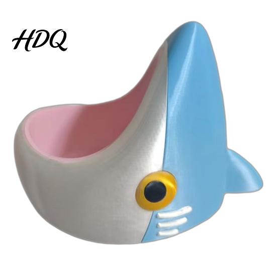 Удобная Поза для Еды Кормушка Милая Акула Миска для Питомца 3D Печатная Кошка со Съемным Внутренним Контейнером Противоскользящая Основа Забавная Миска для Еды для Собак