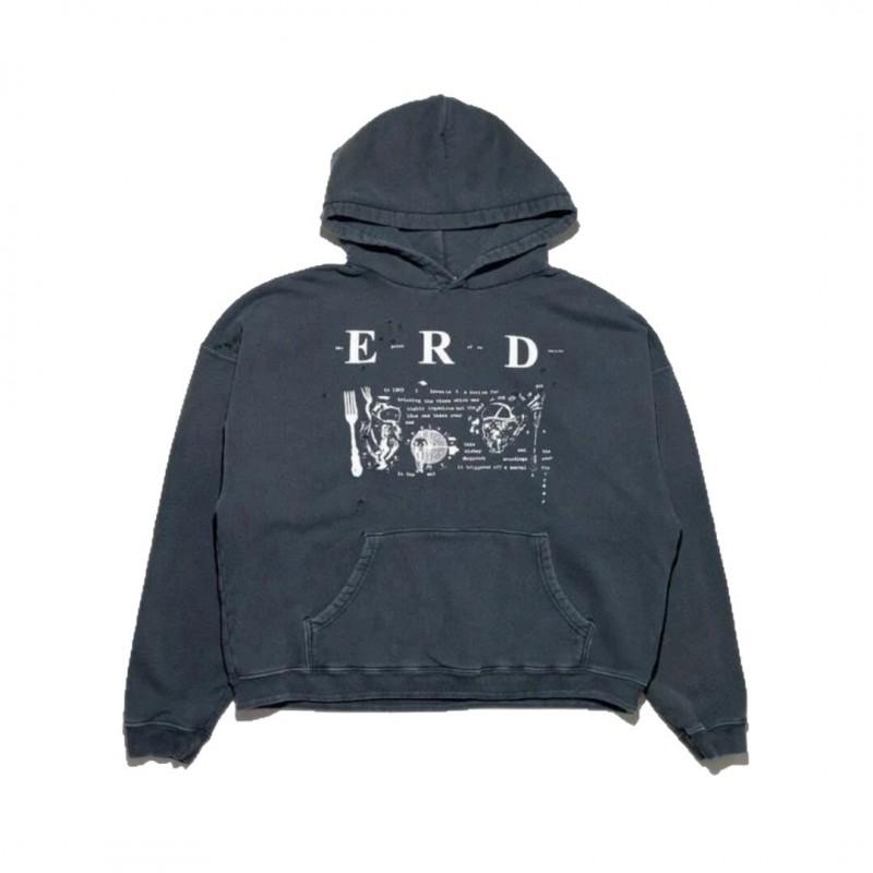 25 ERD Vintage Wash Oversized Hoodie Letter Print Unisex Streetwear Sweatshirt