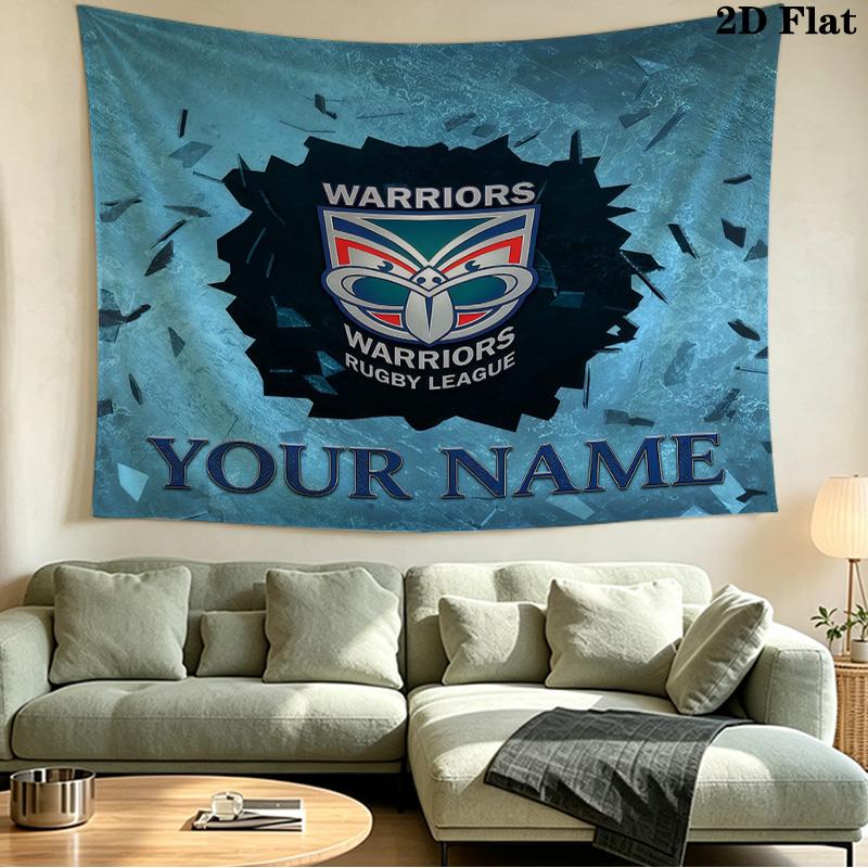 Custom Name New Zealand Warriors Printed Tapestry – Wall Hanging for Bedrooms, Dorms, and Home Decor