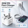 Оригинальное Компактное Складное Зарядное Устройство 20 Вт USB-C PD с Вилкой UK Безопасная Быстрая Зарядка Настенный Адаптер Питания Мини Портативное Зарядное Устройство для Мобильного Телефона