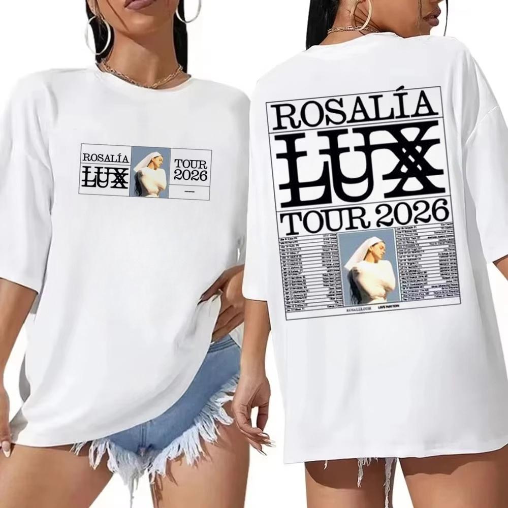 Футболка Rosalia Lux Tour Винтажный Графический Принт Хлопковая Футболка Футболка Rosalia Ретро Подарок для Фанатов Женская и Мужская Футболки Топы