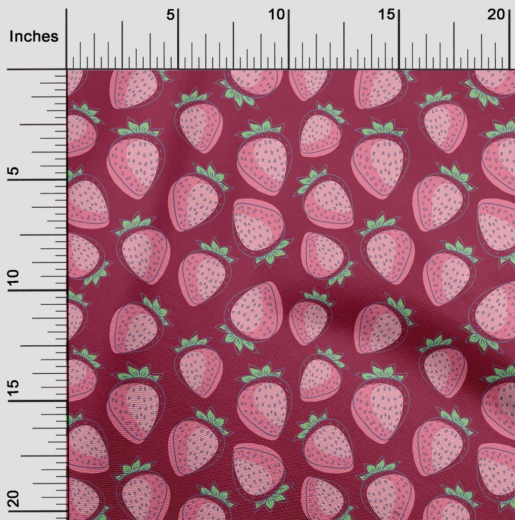 oneOone Ткань Cotton Flex Aqua Blue с рисунком клубники, швейные проекты для творчества, принты на ткани по ярдам 40 дюймов
