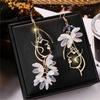 New Korean Sweet Acrylic Transparent Crystal Flower Earrings for Women Temperament Long Tassel Earrings Female Elegant Jewelry