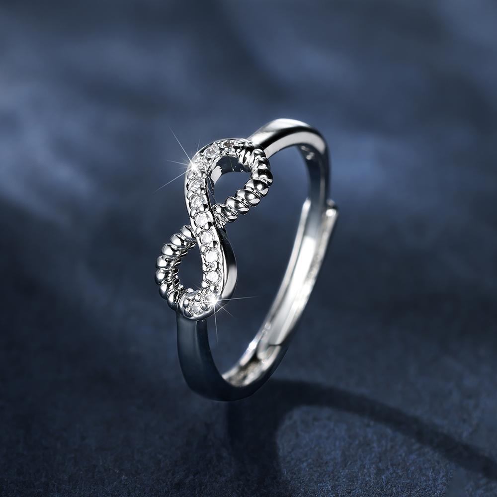 Серебро, золото, белый камень, CZ Love Infinity, кольцо, обручальное регулируемое кольцо, обручальные кольца для женщин, модные ювелирные изделия