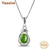 Tancise 925 Sterling Silver Classic Women Jade Necklace Pendant Zircon Fashion Gift