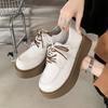 Fashion 2025 New Spring Casual Women Loafers Leather British Style Women Shoes Lace-up Platform Student Girls Shoes