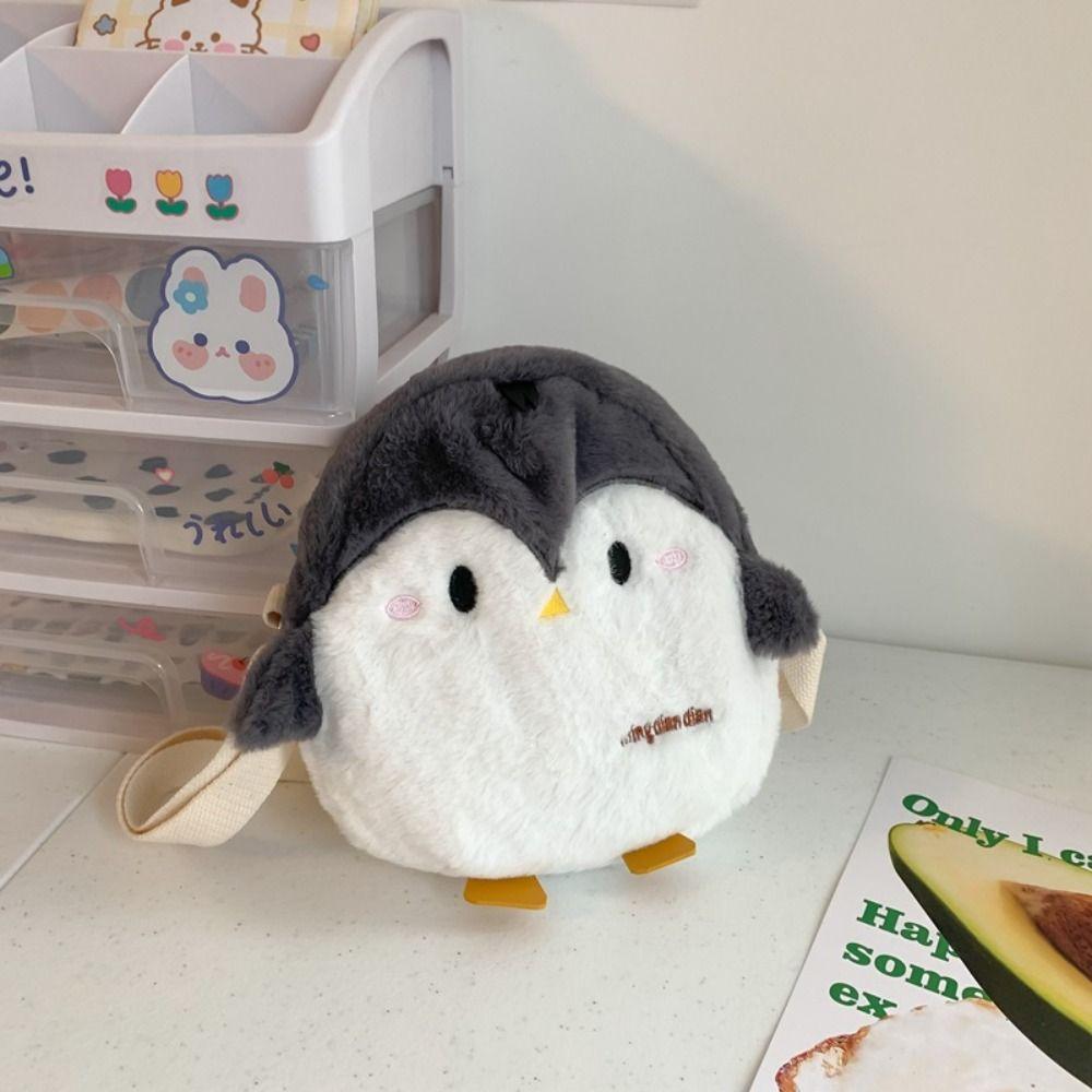 Korean Style Penguin Handbag Doll Funny Messenger Bag Travel Plush Crossbody Bag Outdoor
