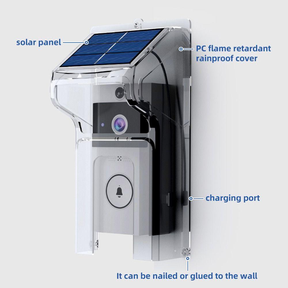 Waterproof Visual Intercom Doorbell Solar Power Front Door Camera Durable Video Doorbell  Household