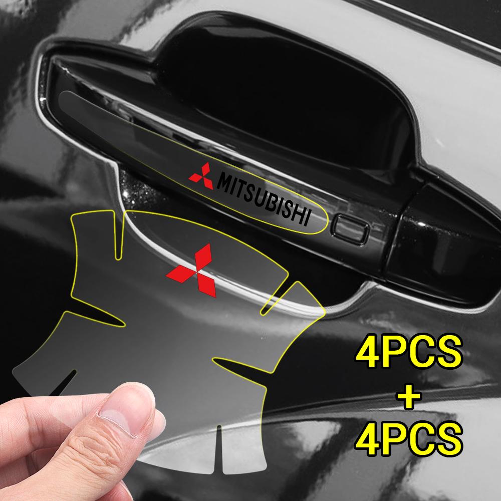 4/8Pcs Car Styling Door Bowl Handle Anti-scratch Guard Stickers Accessories For Mitsubishi 9 Ralliart X EX ASX L200 Colt Pajero