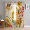 Wildflower Honey Tulle Window Curtains for Living Room Yarn Sheer Voile Curtain for Bedroom Kitchen Drape Decor