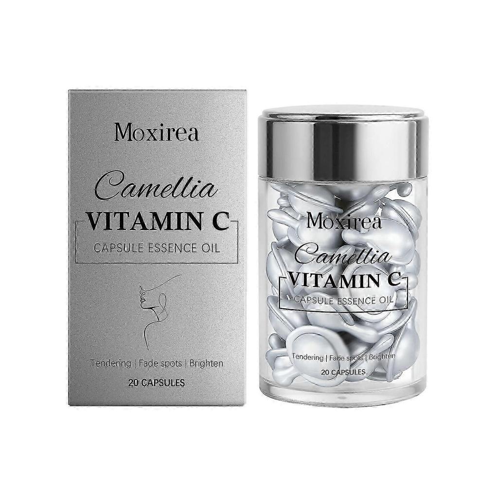 Triple Vitamin C Serum Capsules, Dark Spots Correction with Camellia Niacinamide VE Anti-Aging Skincare Serum, 20 Capsules