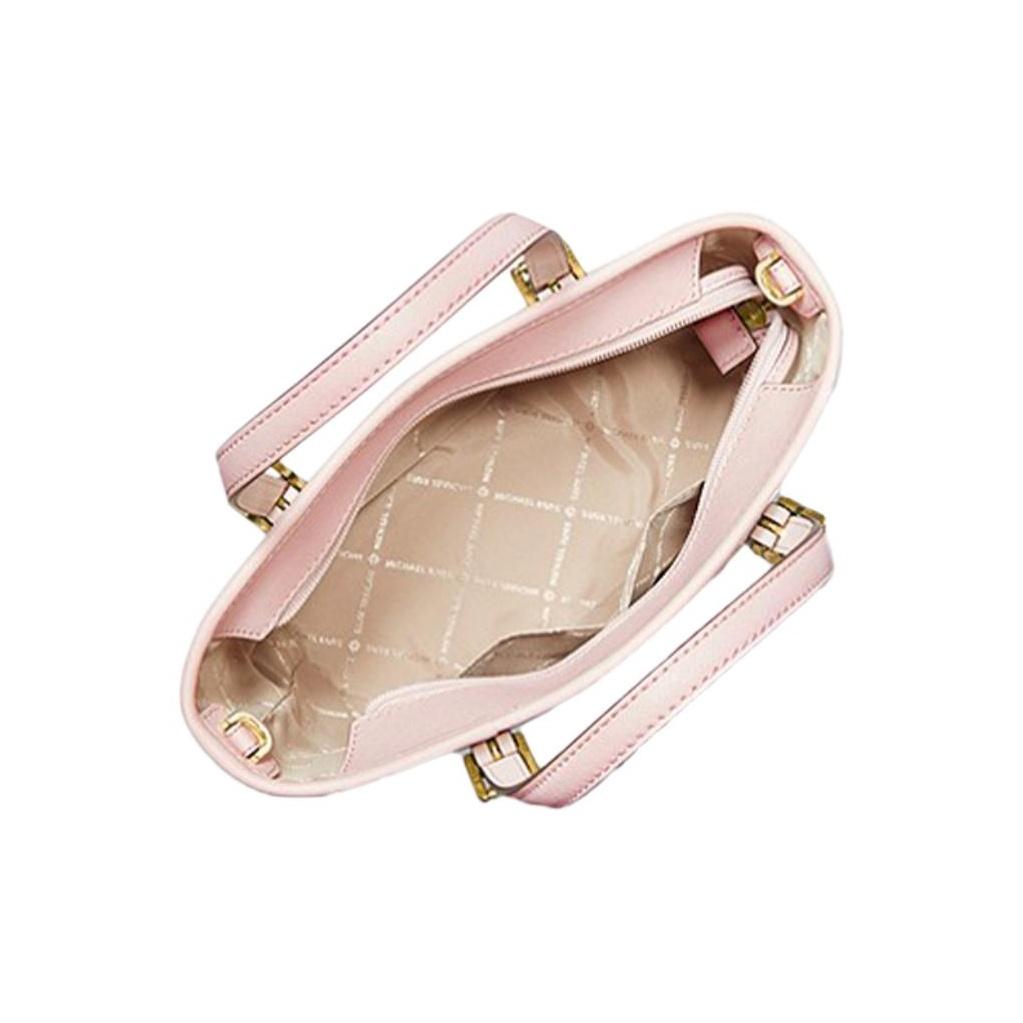 Michael Kors MK Jet Set Сумка-тоут из кожи с монограммой и цветовыми блоками для поездок на работу Женская сумка-тоут Ванильно-белая 35T9GTVT0B-640