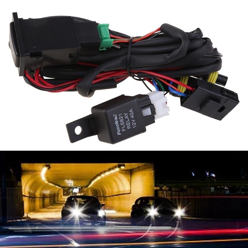 Auto Lighting Assembly Universal DC12V 40A Fog Light Wiring Harness With Switch Automotive Body Parts