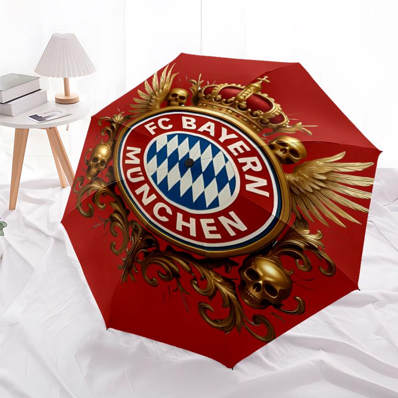 Printed FC Bayern München logo Printed Folding Umbrella,Outdoor,Leisure,And Travel Umbrella,Durable Umbrella Fabric,Birthday And Holiday Gift