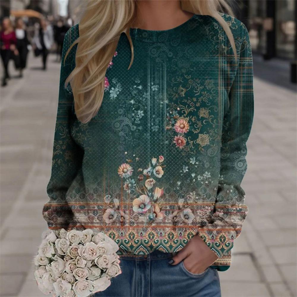 Harajuku Новые 3D-печатные красочные свитшоты с цветами Модные женские уличные свитера Зимние женские цветочные графические топы Одежда