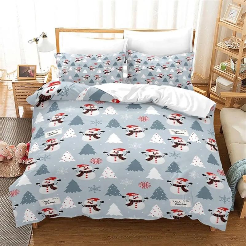 Christmas Duvet Cover Set Santa Claus Printed Bedding Set Twin Size For Child Kids Adult New Year Gift Polyester Bedclothes
