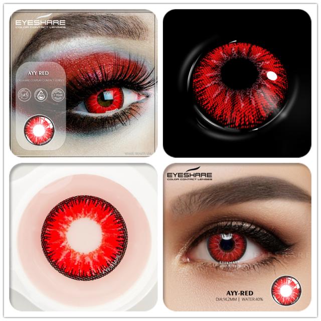 Eyeshare Цветные контактные линзы для косплея для глаз Ayy Series Контактный макияж Sharingan Beauty Красные контактные линзы Косметические цветные линзы для глаз