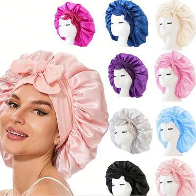 Женская атласная шапочка, регулируемая, шелковая, для сна, с завязкой